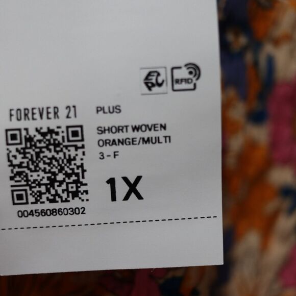 Forever 21 Floral Orange and Blue Loungewear Shorts 1X - Picture 10 of 11